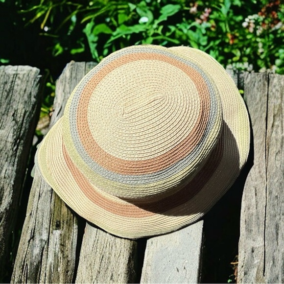 🌻Vintage Columbia Striped Floppy Straw Sun Hat - Picture 3 of 9